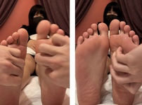 Mouth-licking beauty, 24.5cm tall, tickling the soles of her feet! 4 minutes 34 seconds