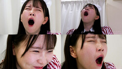 Her face collapses! A close-up of the cute Kozue Fujita yawning!