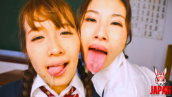 Lesbians covered in saliva and their faces Yua Hidaka and Ai Kayama